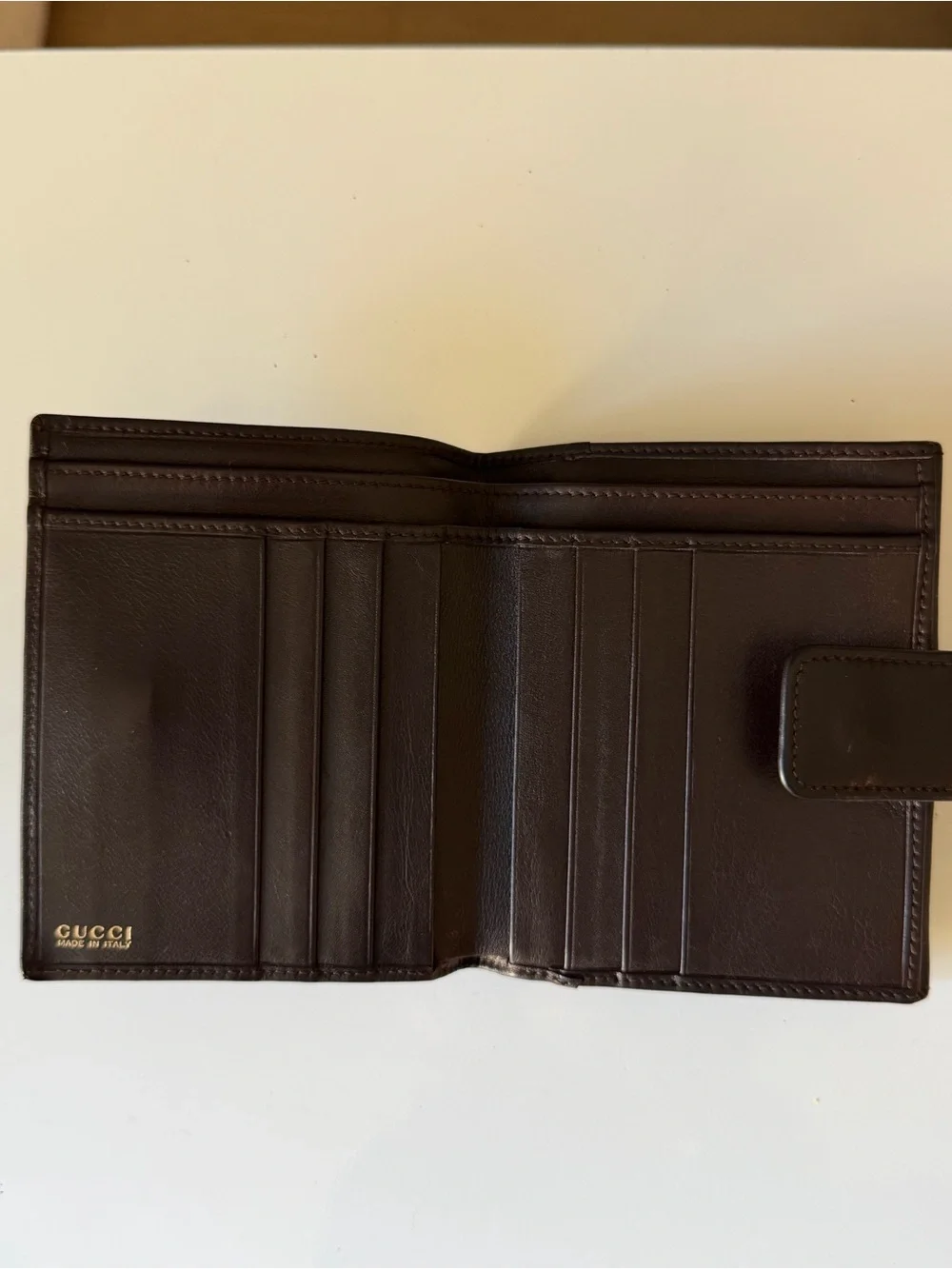 Gucci Bamboo Accent Compact Bifold Dark Brown Leather Wallet - Picture 6 of 11